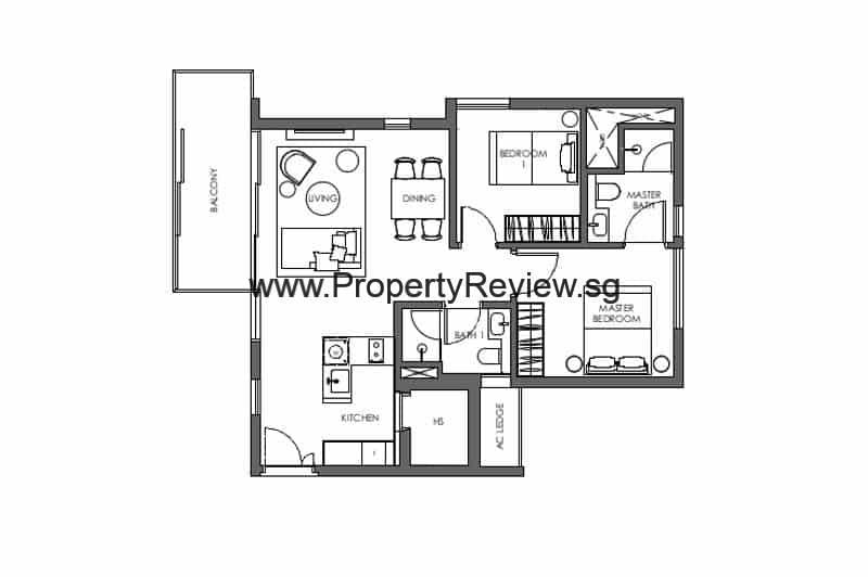2 Bedrooms Floor Plan