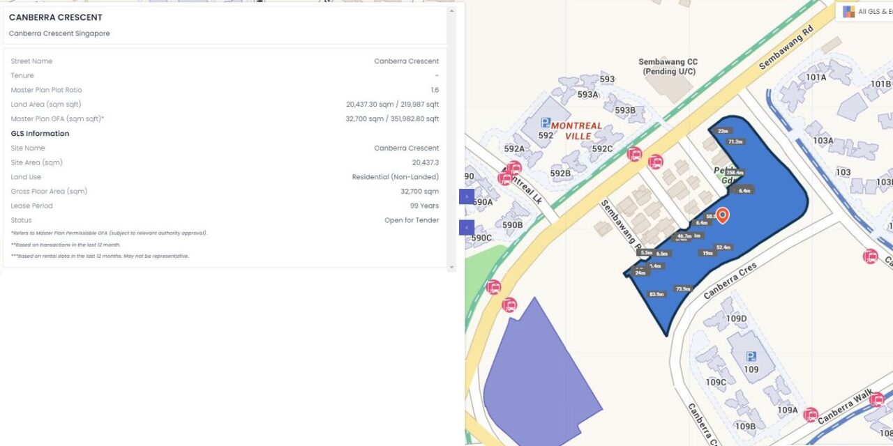 URA launched Tender for De Souza Avenue and Canberra Crescent GLS Site