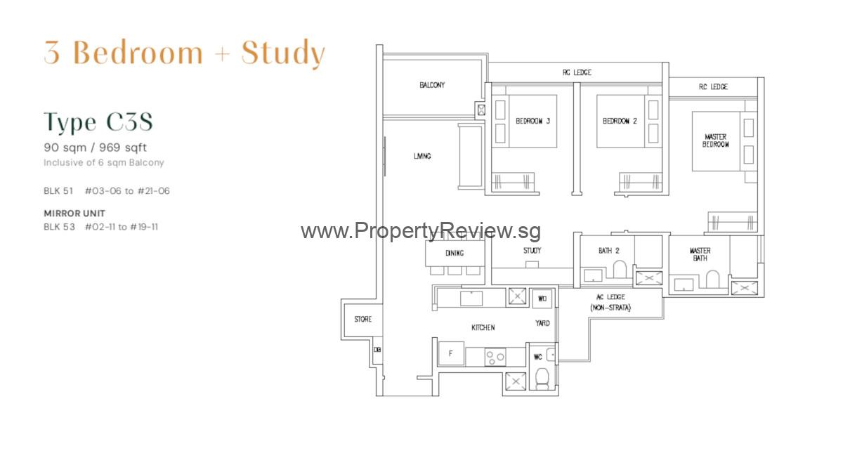 Emerald of Kating 3 Bedrooms Floor Plan