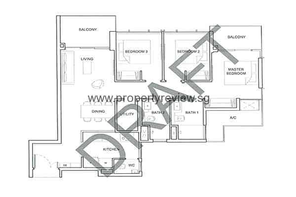 High Park Residences Floor-Plan 3 Bedrooms