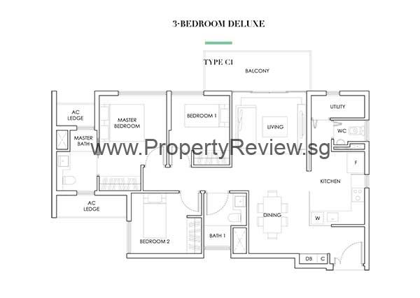 Highline Residences 3 Bedrooms Deluxe Floor Plan