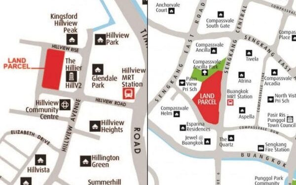 Sengkang Central and Hillview Rise private housing sites up for tender