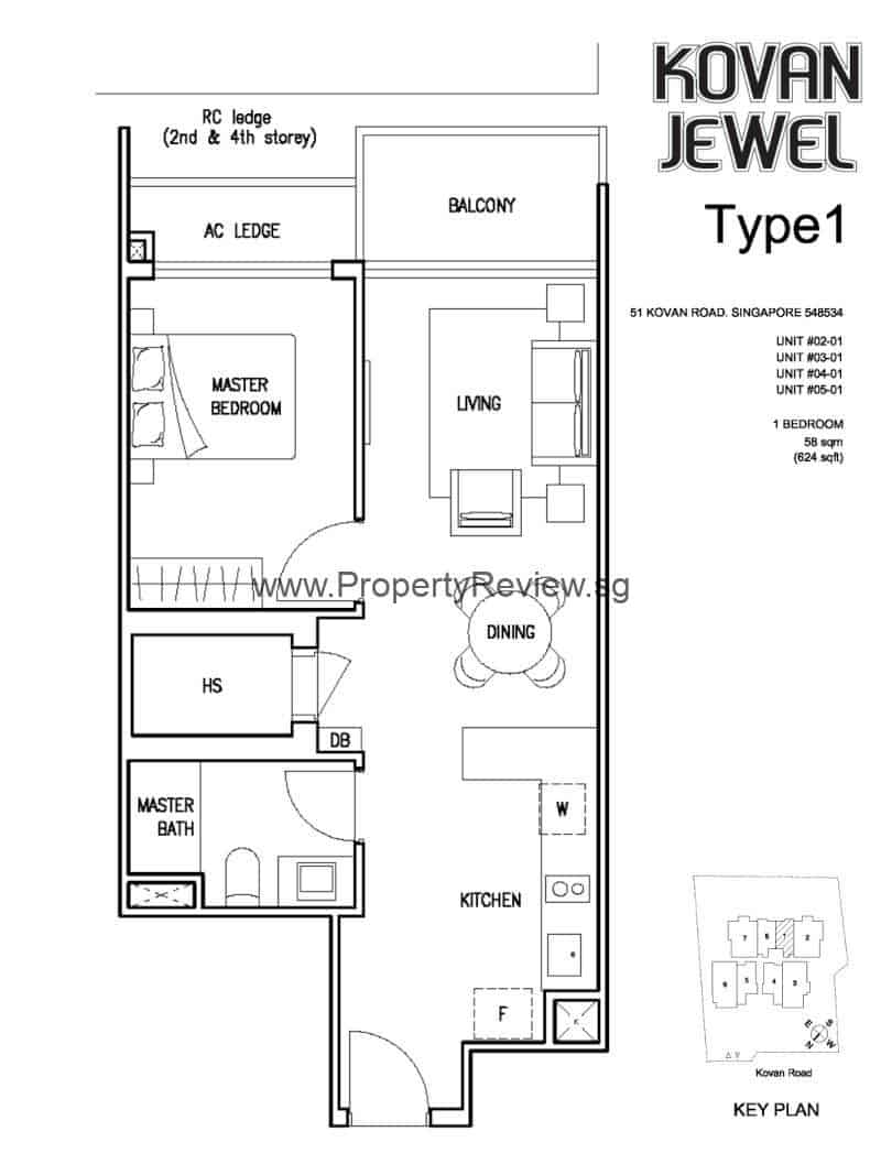 Kovan Jewel 1 Bedroom Floor Plan