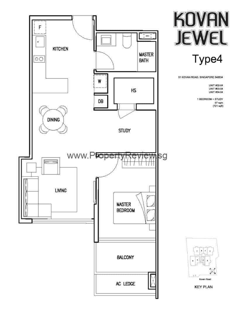 Kovan Jewel 1+1 Floor Plan