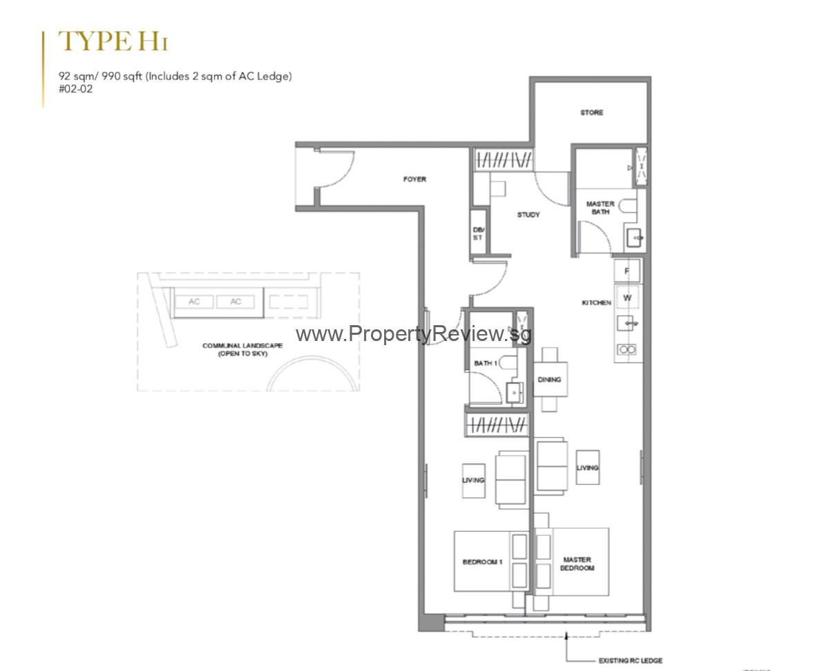 Lavender Residence 2 bedrooms Dual Key floor plan