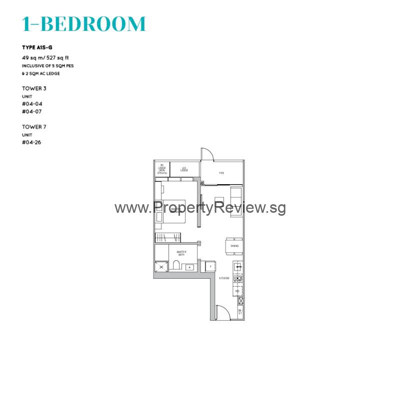 Lentor Modern 1 Bedroom Floor Plan
