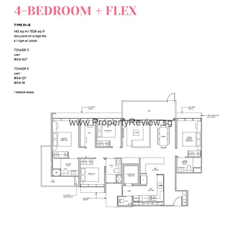 Lentor Modern 4 Bedrooms Floor Plan