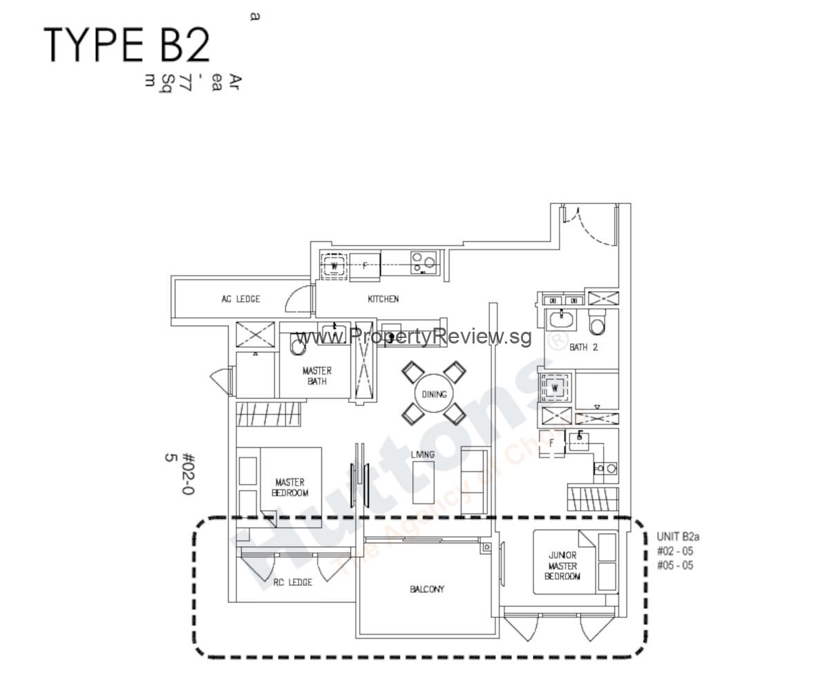 Mattar Residences 2 Bedrooms Floor Plan