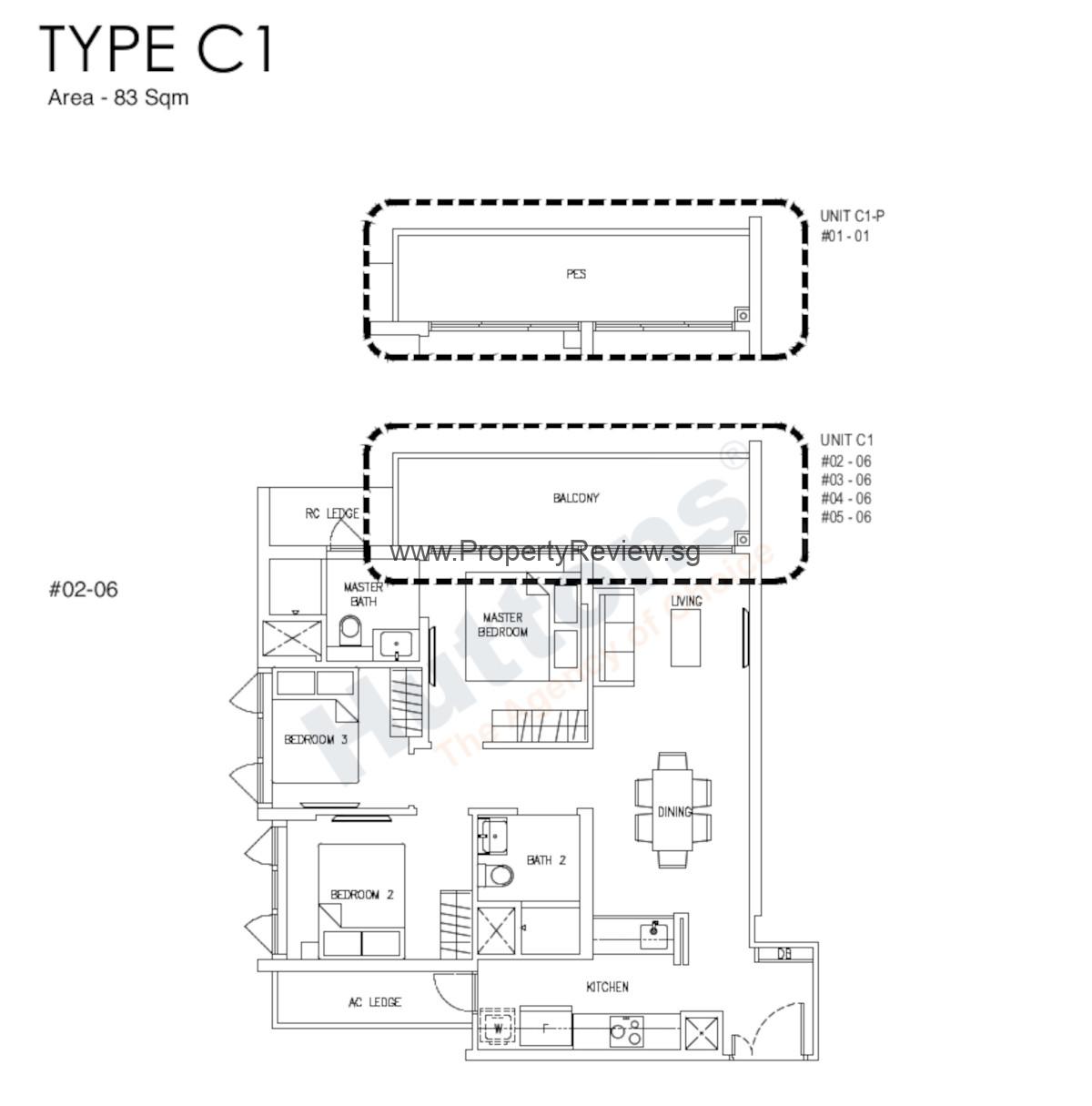 Mattar Residences 3 Bedrooms Floor Plan