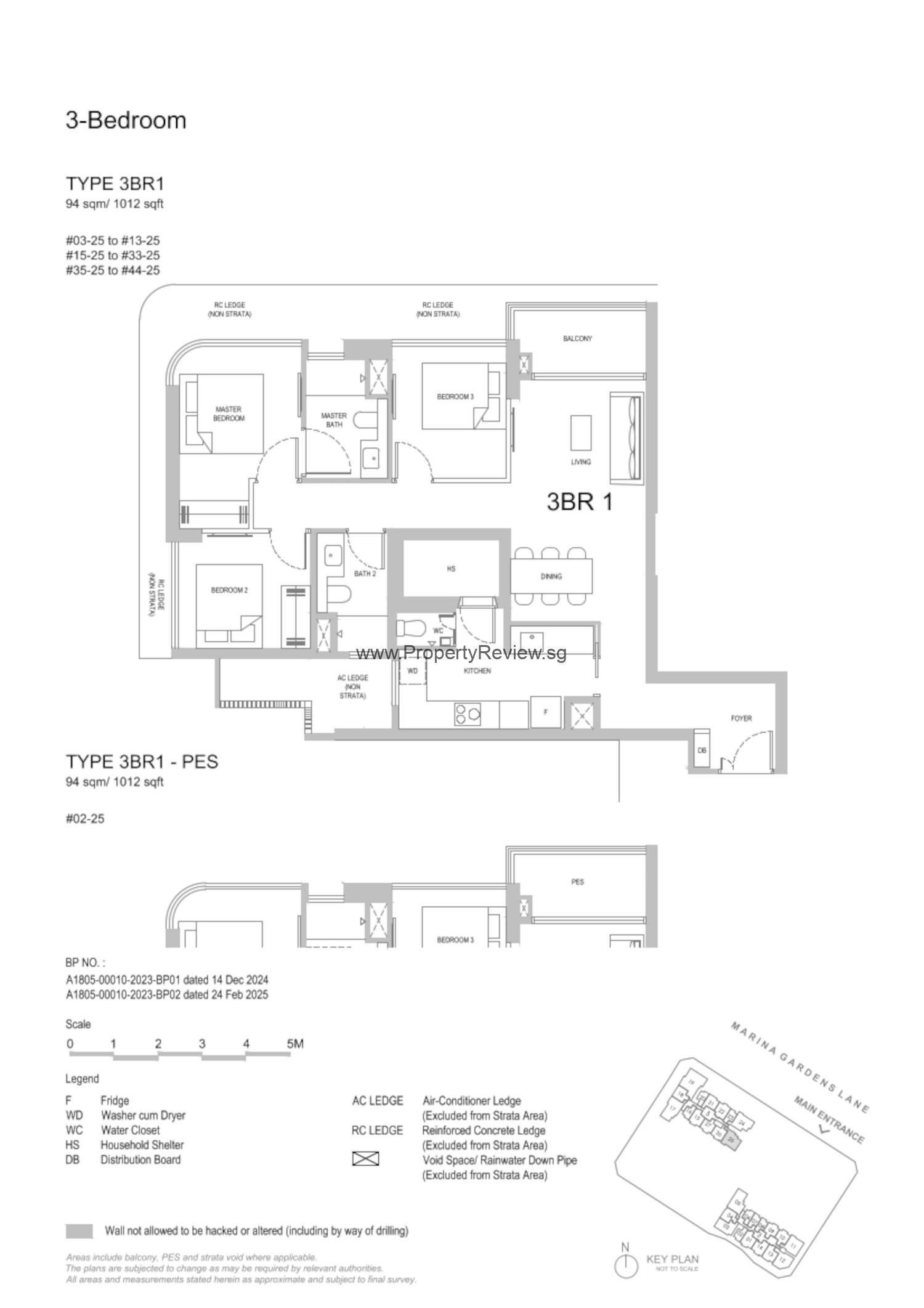 One Marina Gardens 3 Bedrooms Floor Plan