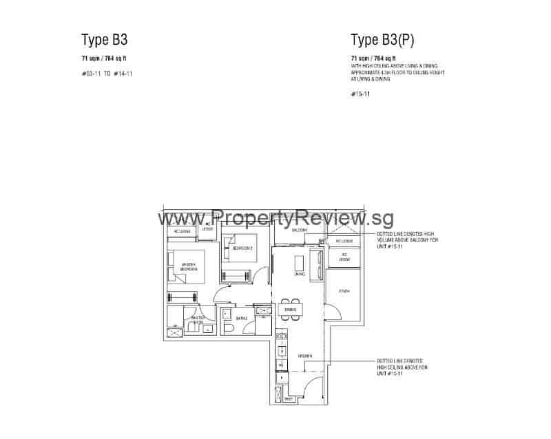 One North Eden 2 Bedrooms Floor Plan