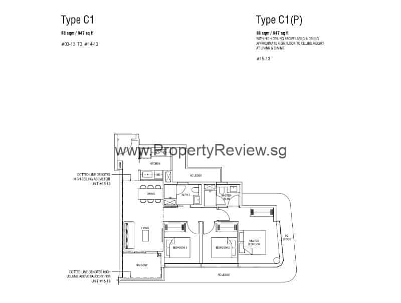 One North Eden 3 Bedrooms Floor Plan