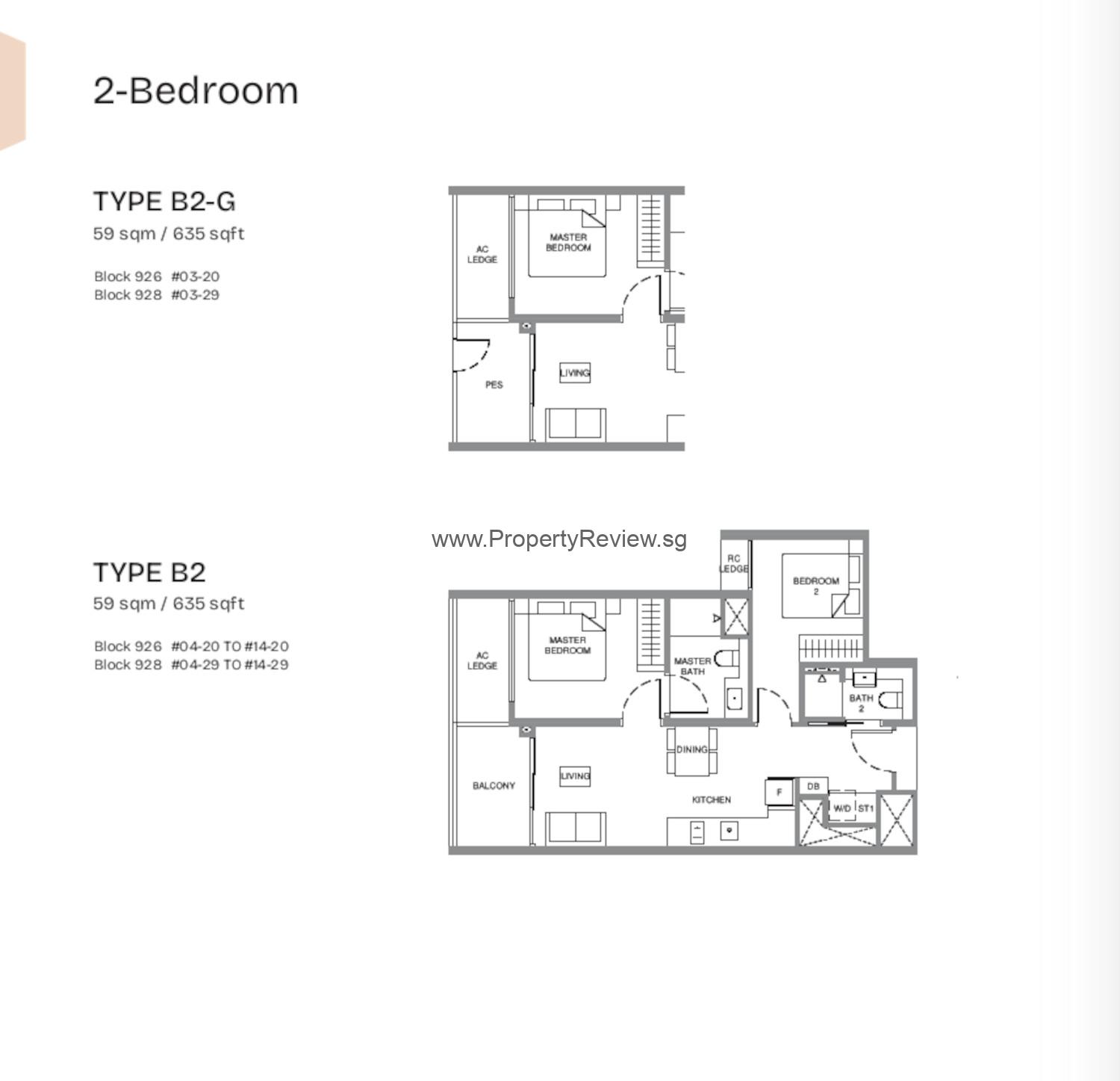 Pinery Residences 2 Bedrooms Floor Plan