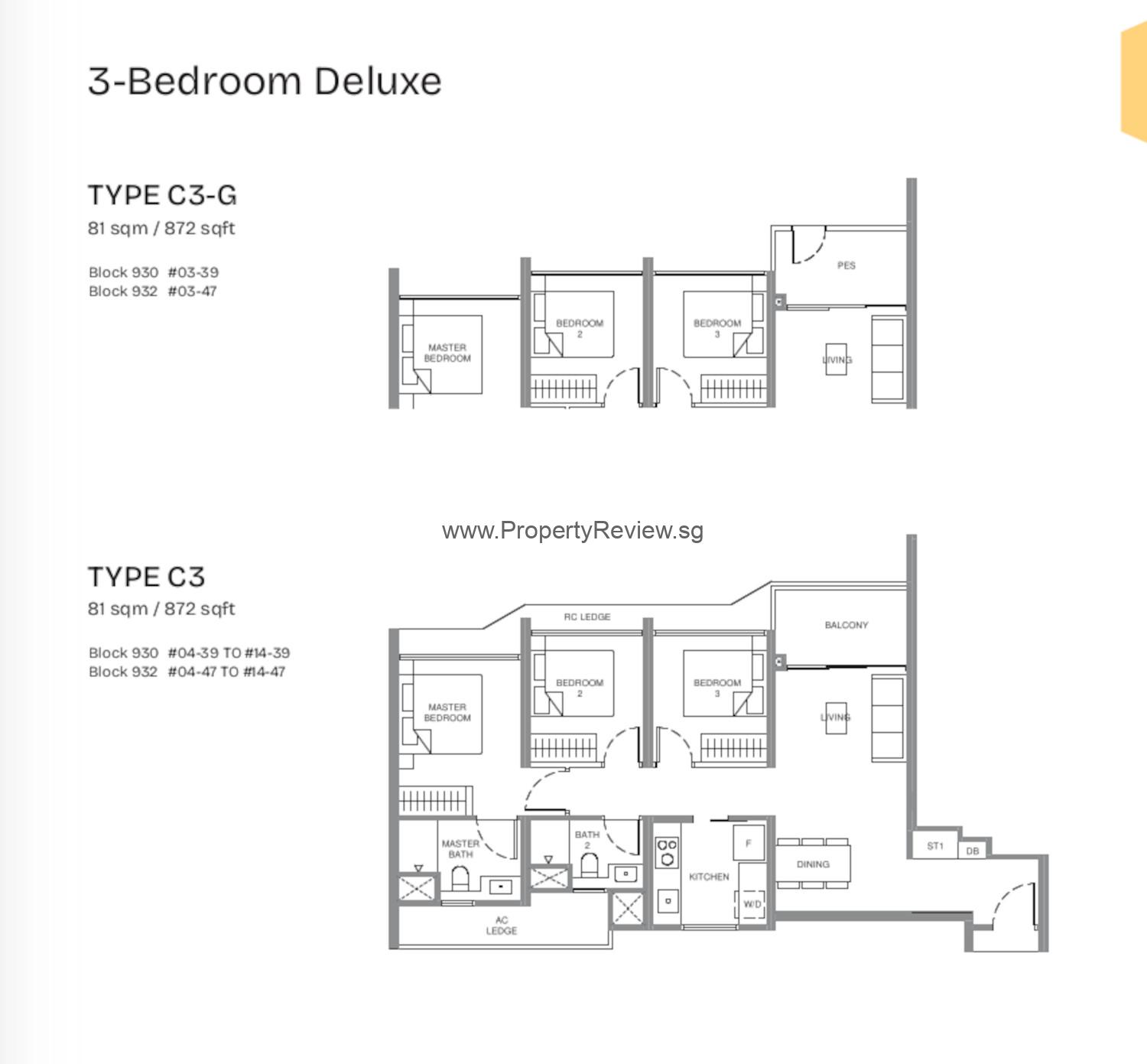 Pinery Residences 3 Bedrooms Floor Plan