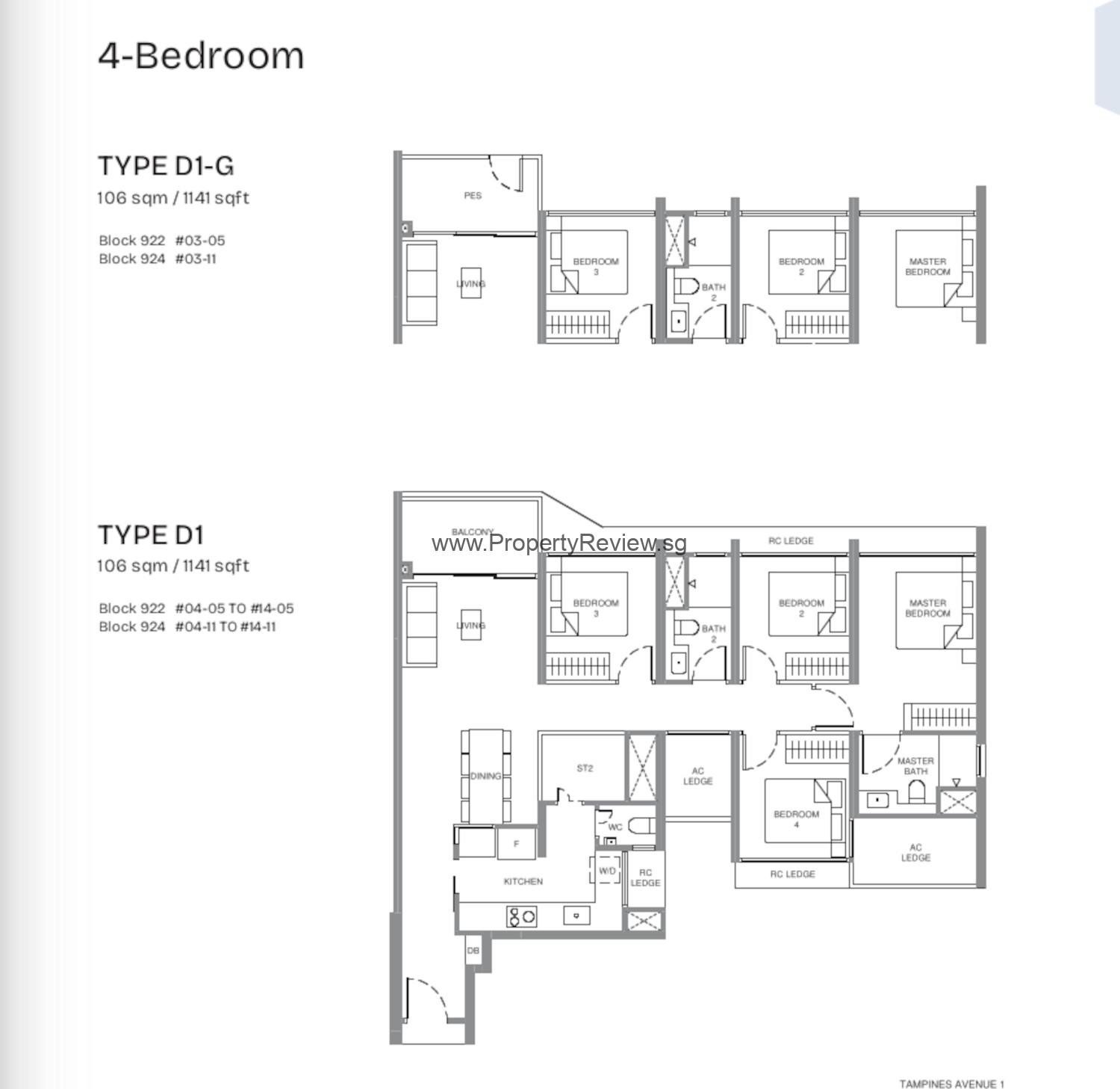 Pinery Residences 4 Bedrooms Floor Plan