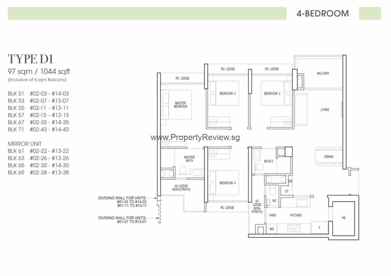 Rivelle 4 Bedrooms Floor Plan