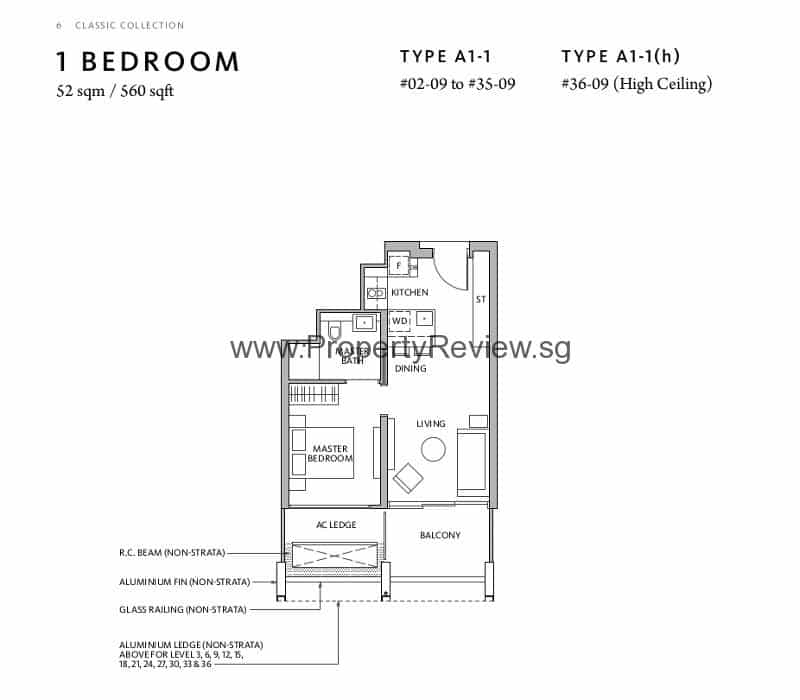 Riviere 1 Bedroom Floor Plan