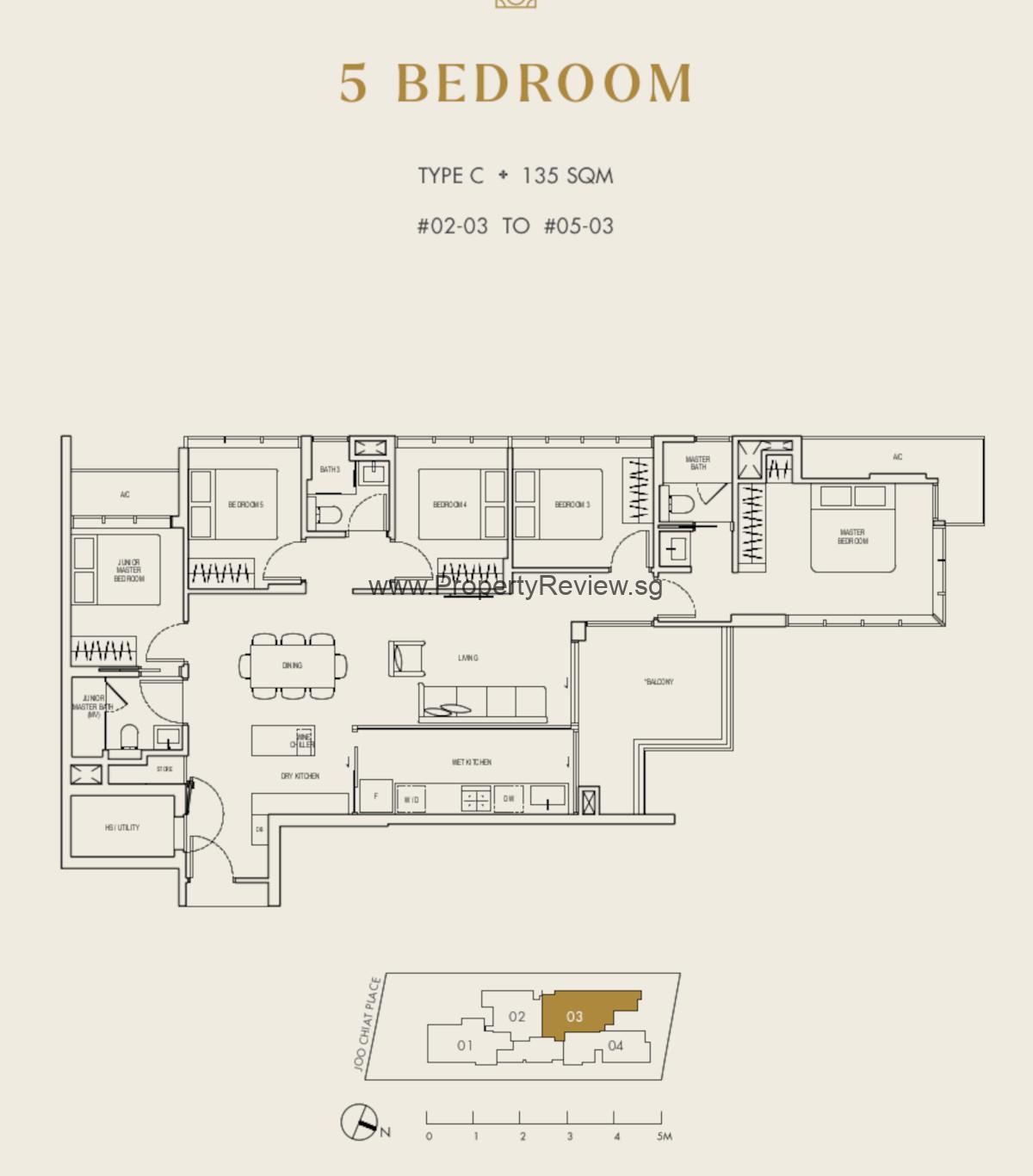 Straits at Joo Chiat 10 Straits at Joo Chiat 5 Bedrooms Floor Plan
