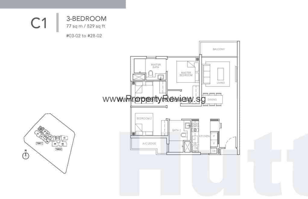 Sturdee Residences Floor Plan 3 Bedroom Type C1