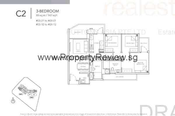 Sturdee Residences Floor Plan 3 Bedroom Type C2
