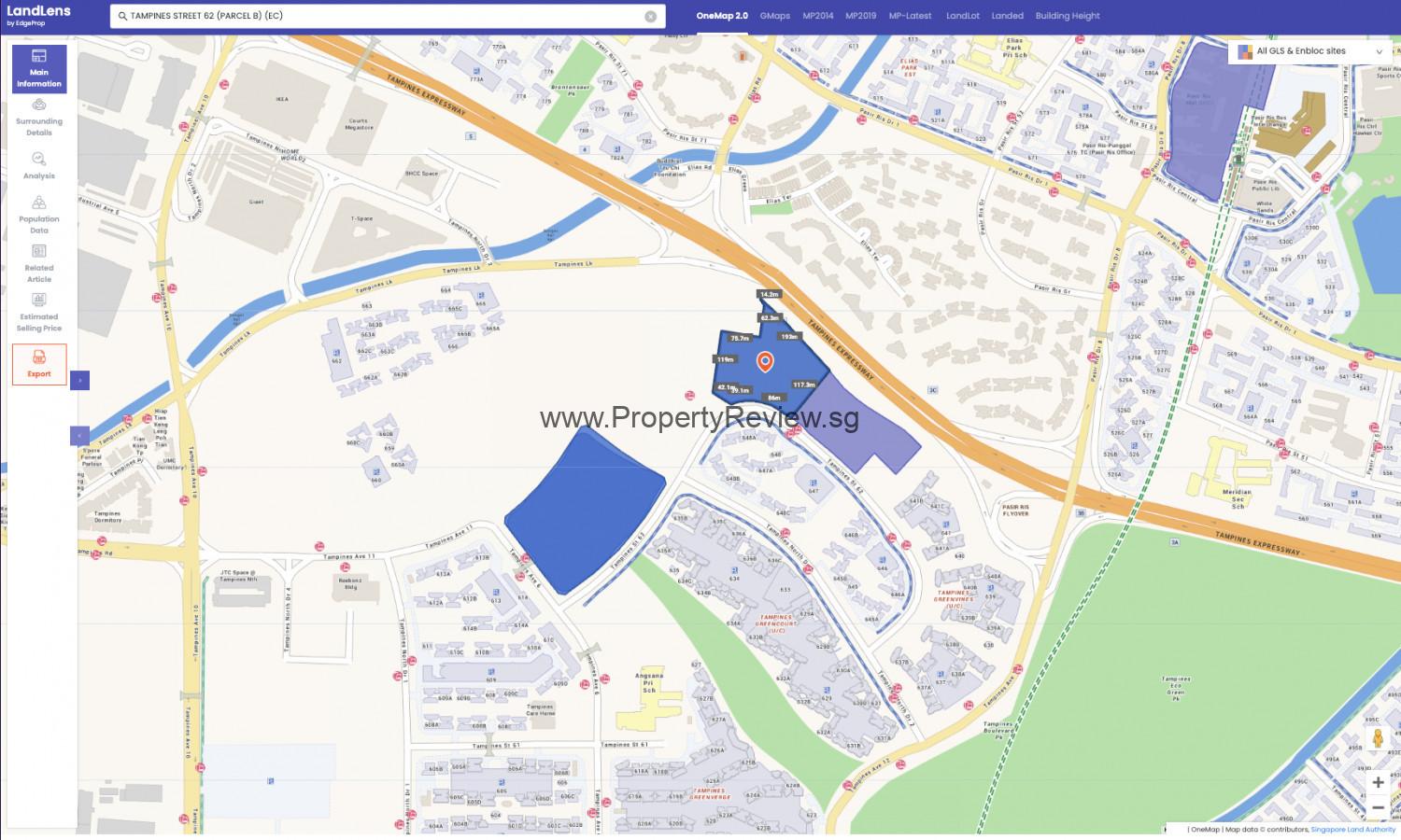 Tampines Street 62 Parcel B Location Map