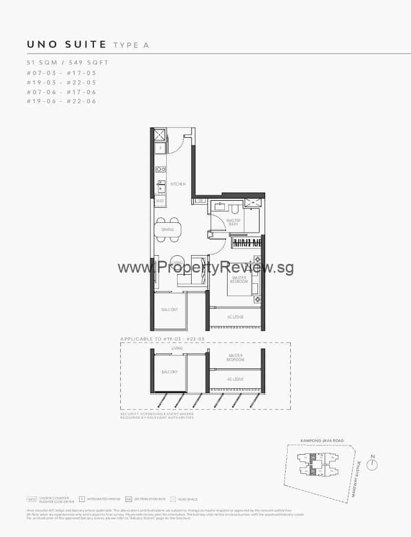 The Atelier 1 Bedroom Floor Plan