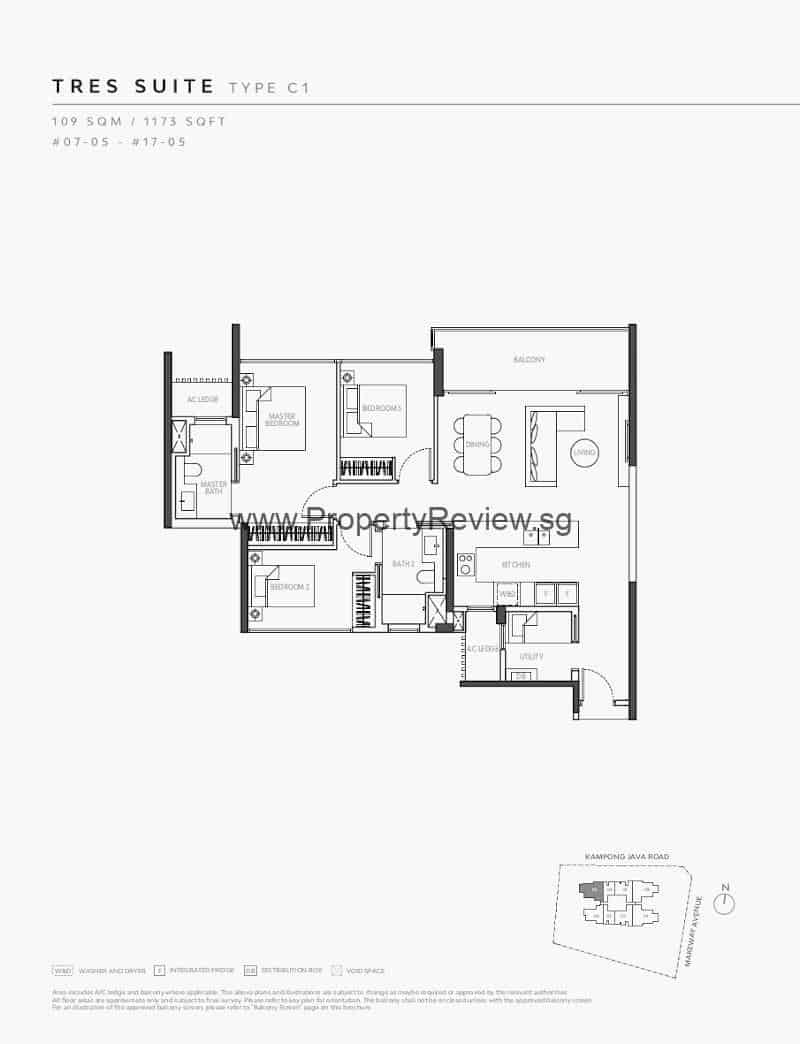 The Atelier 3 Bedrooms Floor Plan