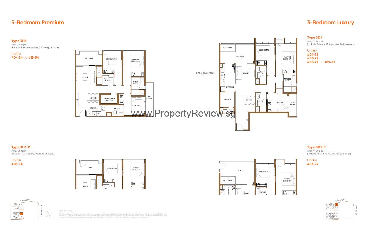 The Collective at One Sophia 3 Bedrooms Floor Plan