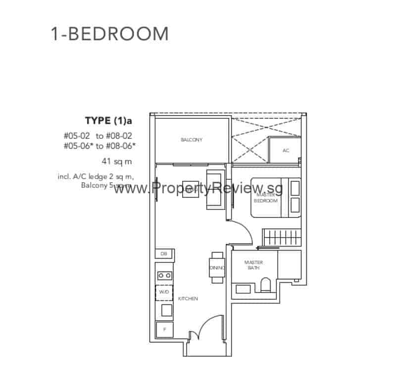 1 bedroom Floor Plan Type 1A