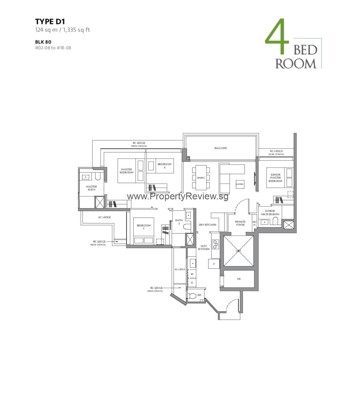 The Lakegarden Residences 4 Bedrooms Floor Plan