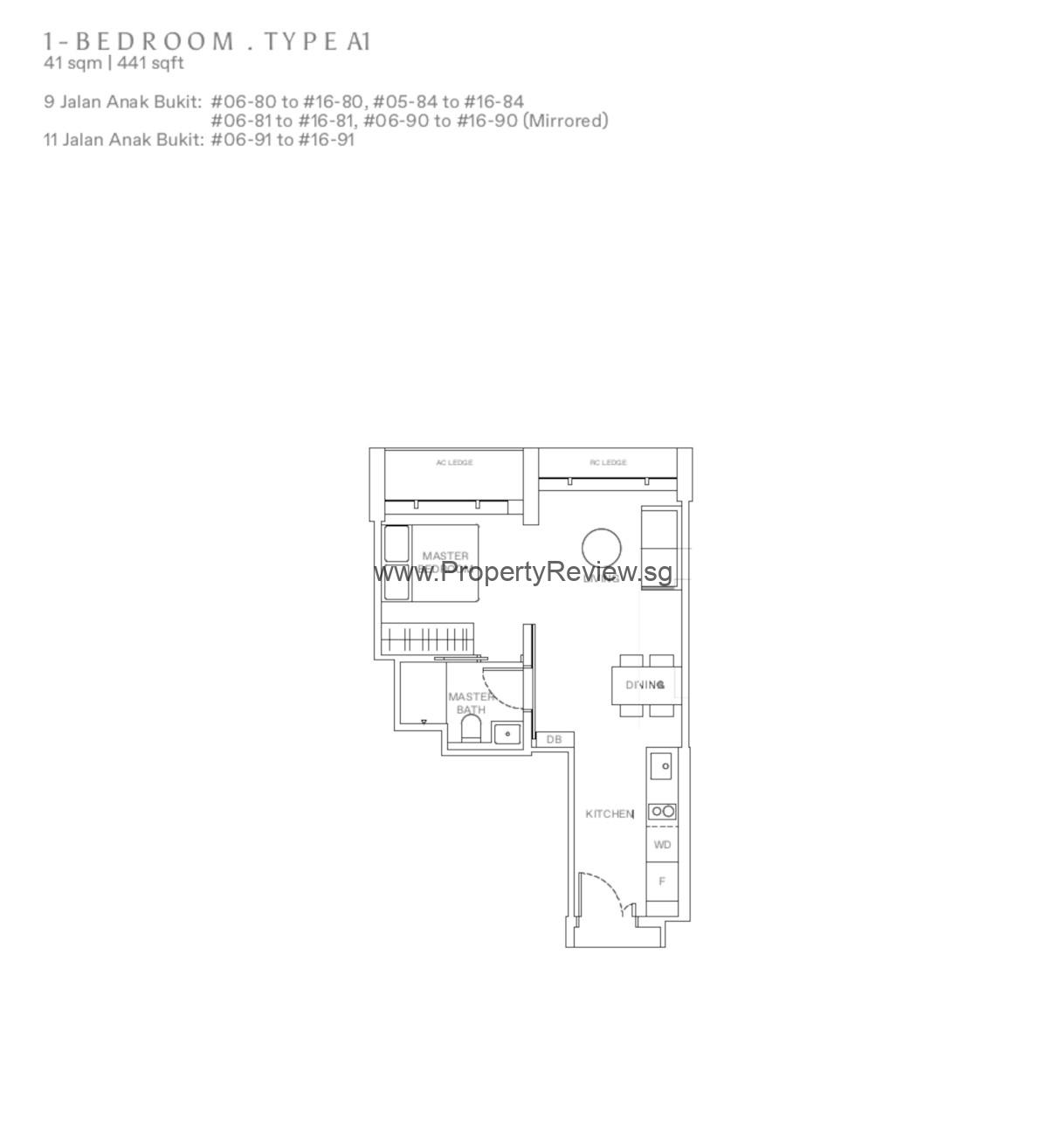 The Reserve Residences 1 Bedroom Floor Plan