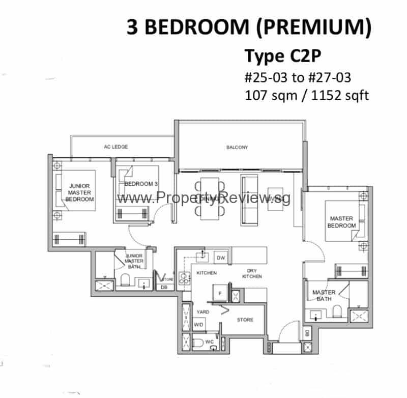 3 Bedrooms Floor Plan