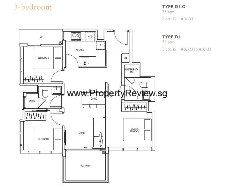 3 Bedrooms - Type D1