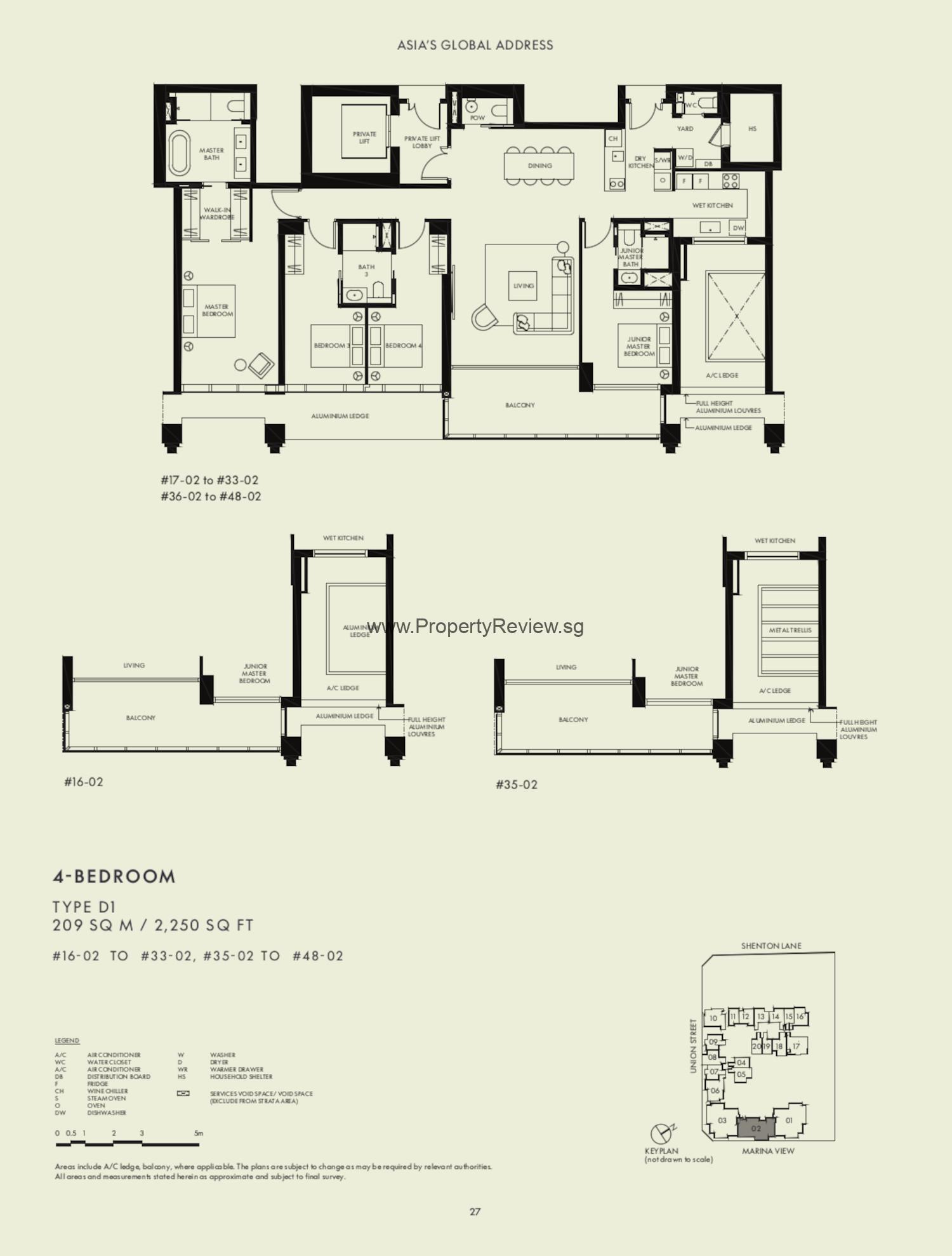 W Residence Marina View 4 Bedroom Floor Plan