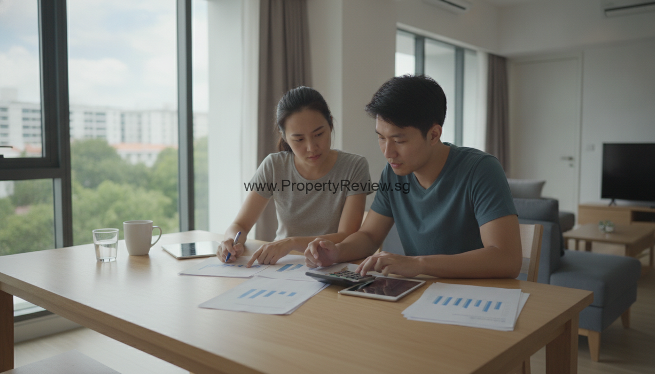 Singapore Homes in 2026: What Buyers Can Negotiate 1 Singapore couple comparing housing costs at a kitchen table