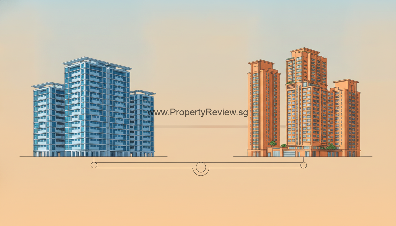 What the End of the 15-Month Wait-Out Means for Singapore Homeowners 3 Balanced Singapore housing market editorial illustration